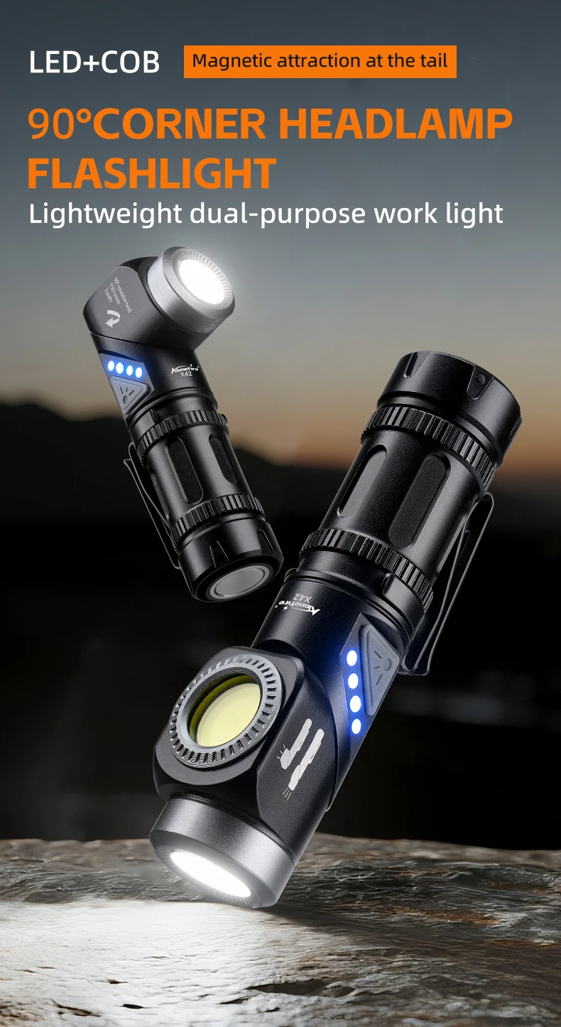Linterna LED Alonefire X42 con cabezal giratorio 90 grados