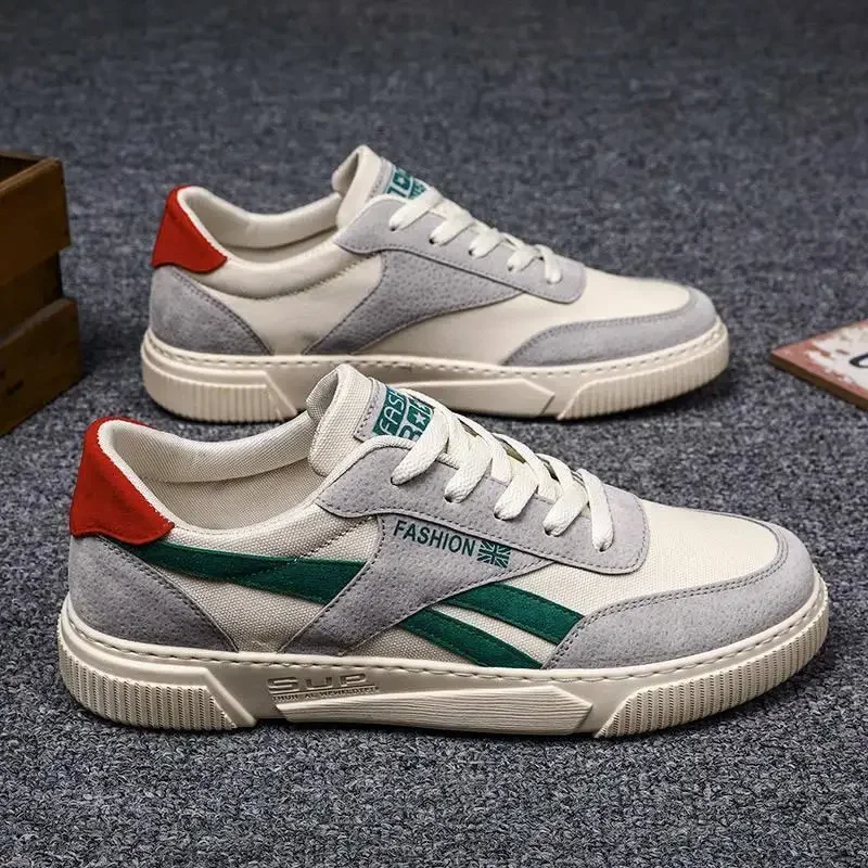 Zapatos vulcanizados de tendencia para hombre, zapatos planos casuales, moda Primavera Otoño, zapatos de lona, zapatillas de deporte de encaje para estudiantes para caminar para hombre Tenis - imagen 3