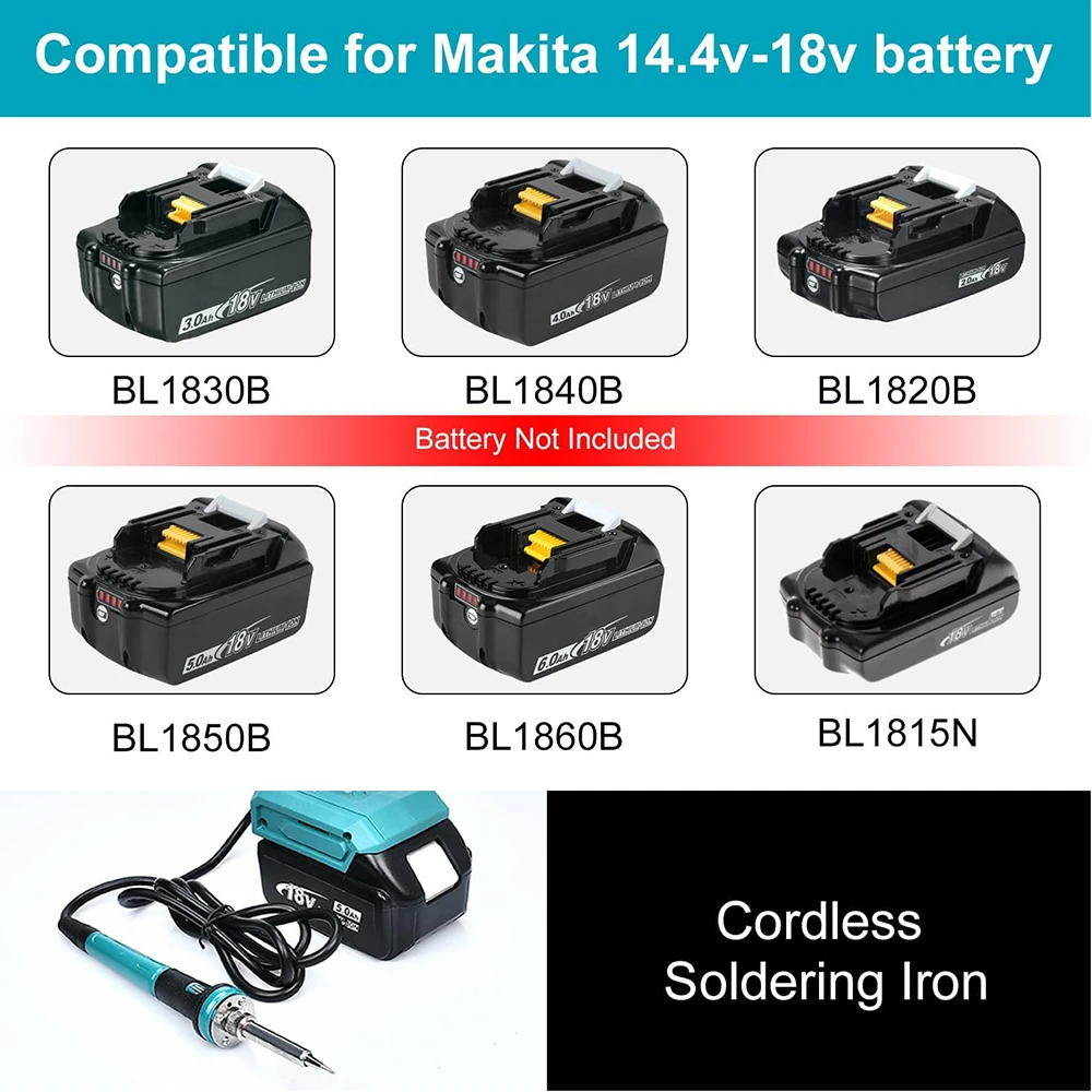 Para Makita 18V 20V batería 60W soldador eléctrico herramienta eléctrica de soldadura inalámbrica 300-500 ℃   Calentamiento rápido ajustable con temperatura - imagen 5