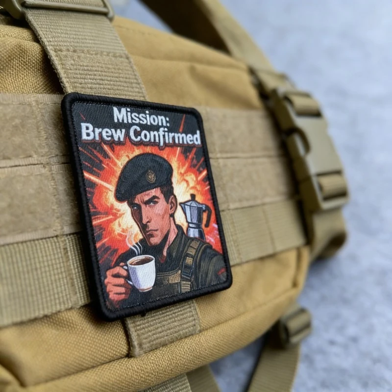 Parche táctico velcro soldado de café divertido, gancho y bucle - imagen 4