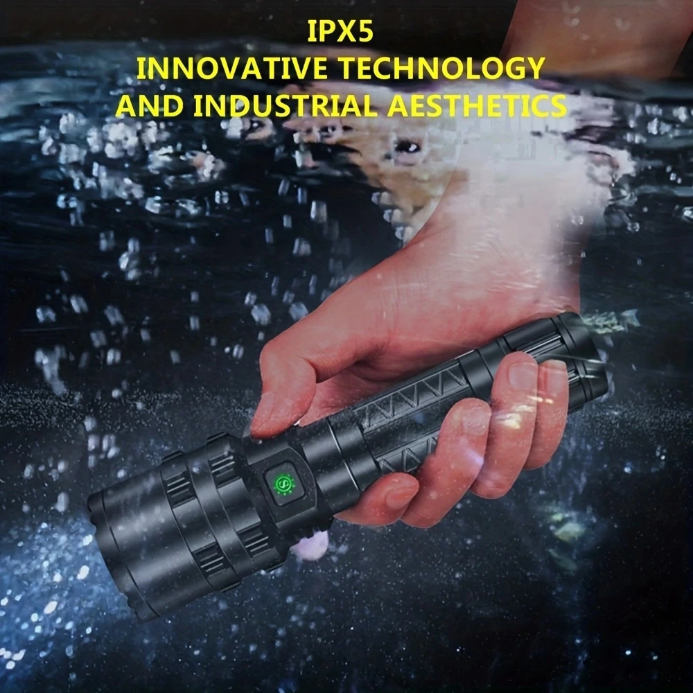 Linterna táctica LED de alta potencia XHP50, antorcha brillante de Color camuflaje, impermeable, para exteriores, senderismo, Camping, pesca, trabajo en casa, 20W - imagen 4