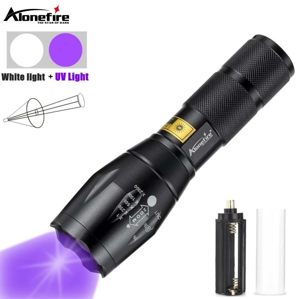 Zoom 2 en 1 UV 365/395nm + linterna de iluminación de luz blanca marcador de tinta Invisible gato perro orina escorpión dinero Mineral lámpara de control de fugas - imagen 2