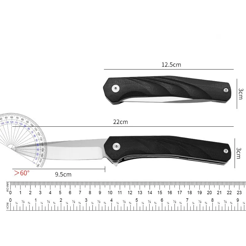 Cuchillo plegable de transporte de alta dureza, cuchillo de supervivencia en el campo, cuchillo de bolsillo portátil, cuchillo de bolsillo para exteriores con rodamiento, cuchillo G10 de apertura rápida - imagen 4