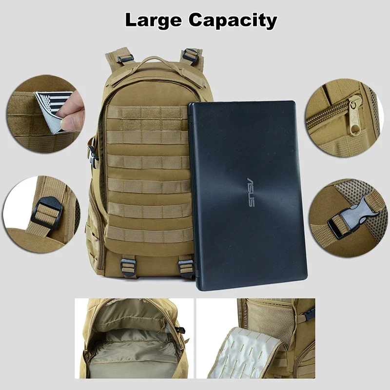 Mochila táctica militar de 27L para hombre, bolsa de Montañismo para acampar al aire libre, mochila portátil impermeable para deportes y caza - imagen 3