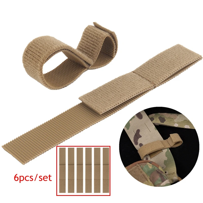 Organizador de Cables de sujeción reutilizable, soporte de cuerda para exteriores, cinta de recogida táctica para mochila y chaleco, 6 piezas