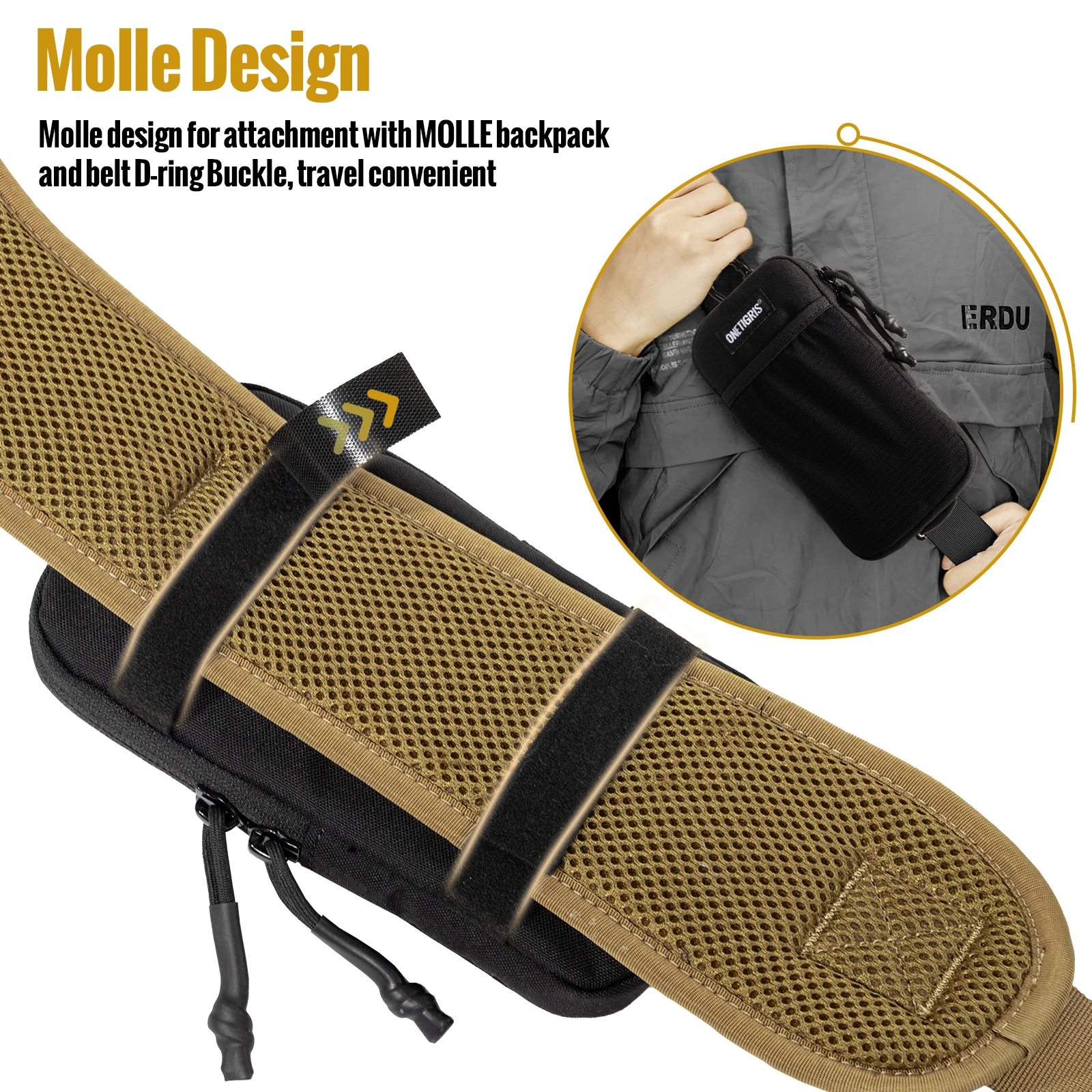ONETIGRIS Funda para teléfono móvil - Soporte para cinturón de teléfono Molle Bolsa para teléfono para cinturón con lazo, capacidad para teléfonos de 4,7 "-6,5", riñonera EDC - imagen 3