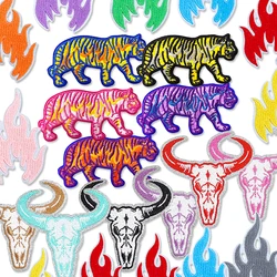 Parche colorido de leopardo/llama/arco, parche bordado con cabeza de vaca, parches para planchar para ropa, chaquetas, sombrero, planchado, pegatina de dibujos animados DIY