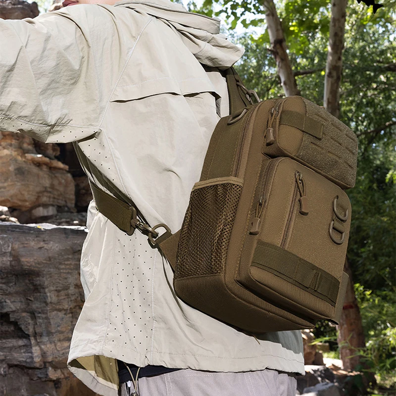 Bolsa táctica de pecho para senderismo al aire libre, bolso cruzado deportivo para pesca y caza, sistema Molle con gancho y bucle, bolsa de viaje para acampar y ciclismo para hombre - imagen 3