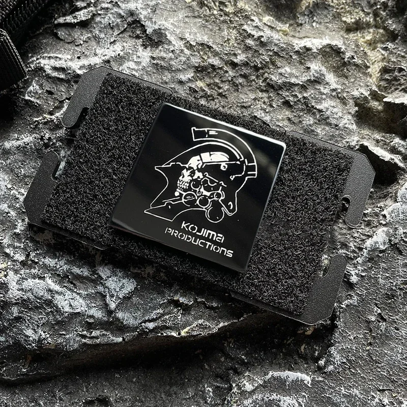 Kojima-insignia de moral de Metal con logotipo de producciones, brazalete, Parche de gancho y bucle para ropa, parches tácticos de muerte trenzados en mochila - imagen 5