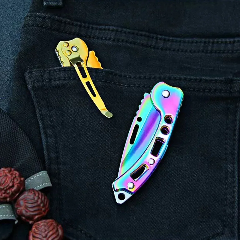 Llavero táctico acero inoxidable plegable con cuchillo y espejo - imagen 3