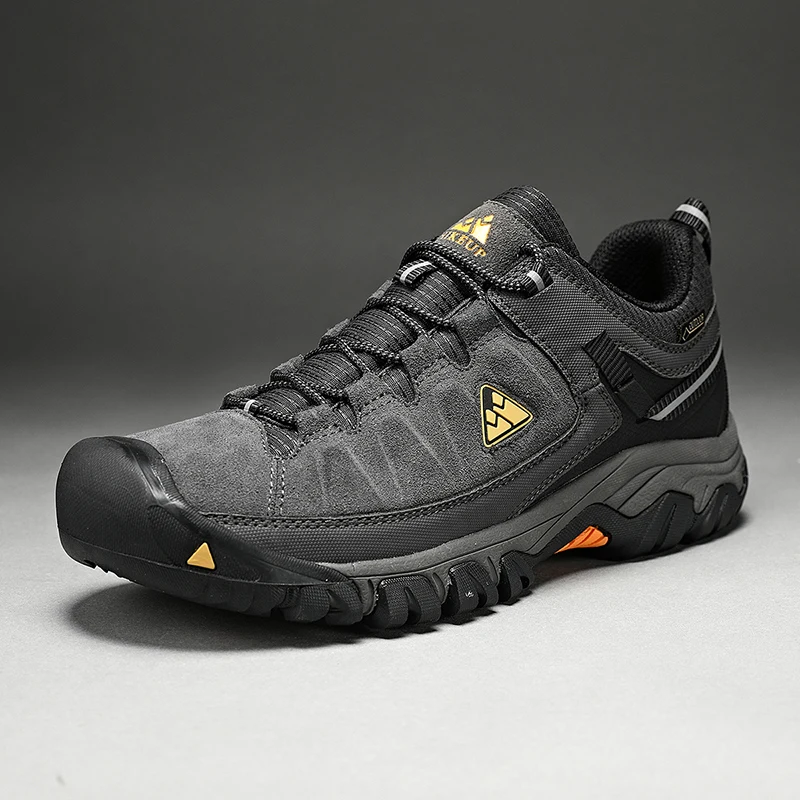 HIKEUP-zapatos de senderismo de alta calidad para hombre, calzado de escalada de cuero duradero, zapatillas de deporte para caminar al aire libre, suela de goma, venta directa de fábrica - imagen 5