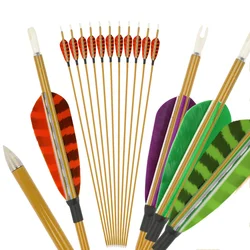 Flecha de carbono para tiro con arco de 32 ", columna vertebral 900, eje de flecha de carbono mezclado, plumas de pavo de 3 pulgadas para caza al aire libre, objetivo de tiro, 6/12 Uds.