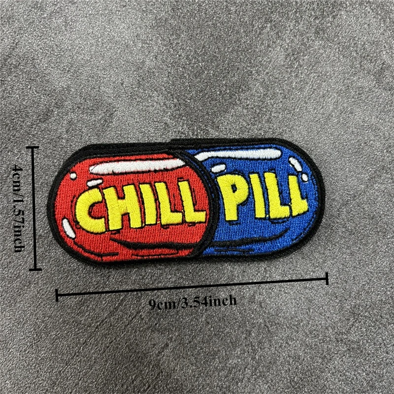 Parche bordado de pastillas calmantes azules y rojas, insignia de moral táctica, parches militares con gancho, brazalete para ropa, pegatinas para mochila - imagen 5