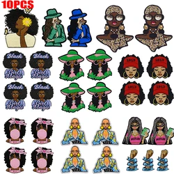 10 Uds. Parche bordado de chica negra a la moda, parches para planchar para ropa, parches mágicos para chica negra para ropa, chaquetas, costura DIY