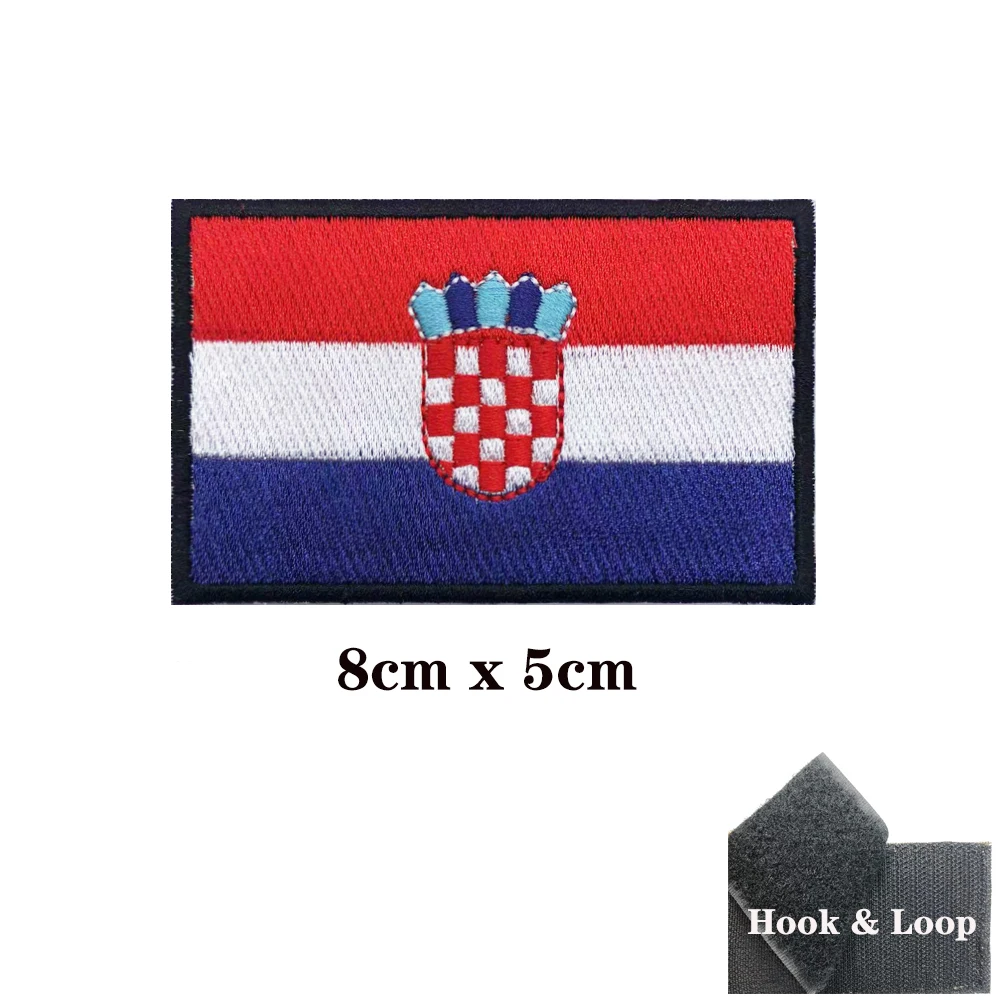 Parches de la bandera de Croacia para el brazalete, parche bordado de gancho y bucle, insignia bordada de hierro, rayas militares - imagen 3