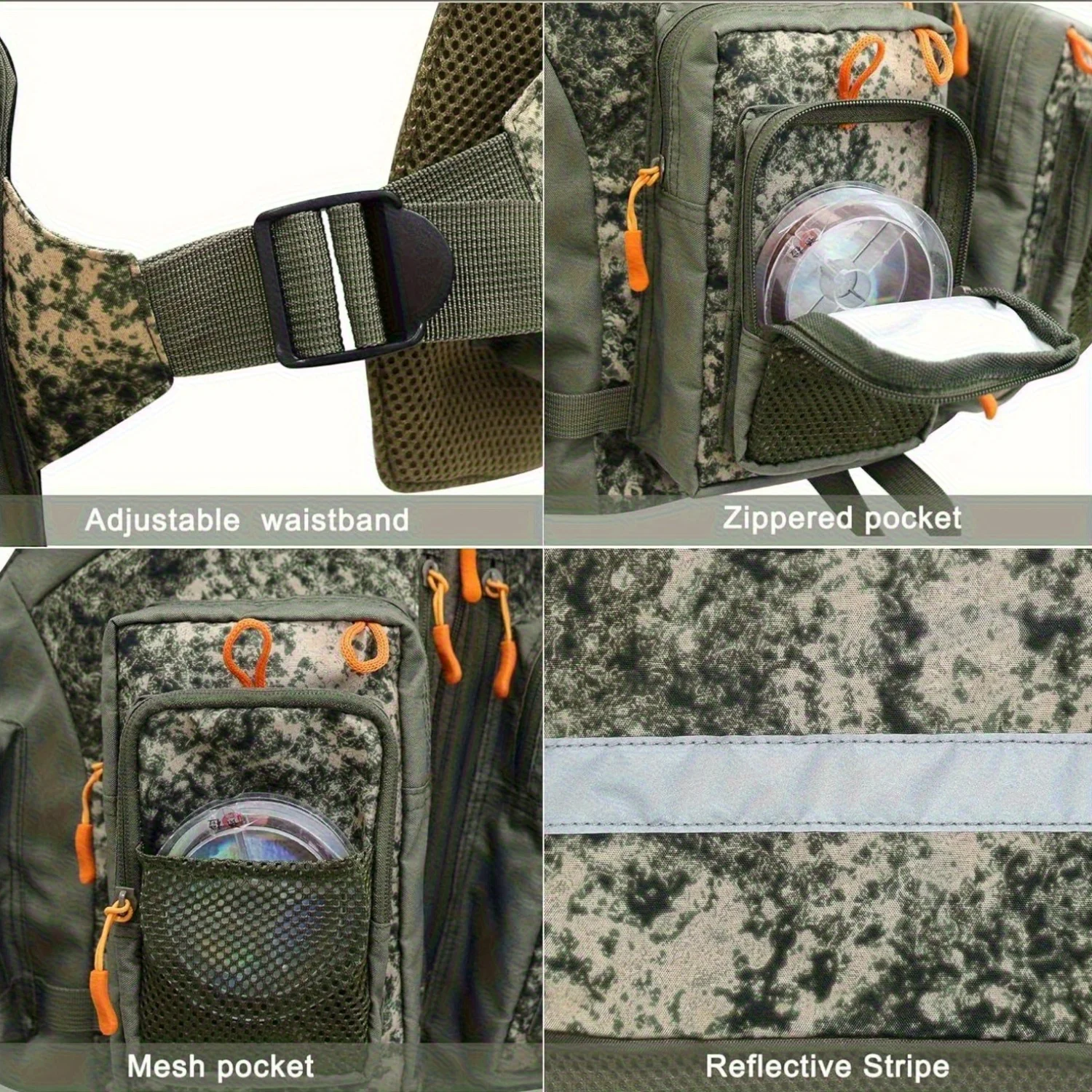 Chaleco de pesca multibolsillo, mochila, chaleco de caza de poliéster duradero, equipo ligero para exteriores para pescar, pesca con mosca de agua dulce - imagen 5