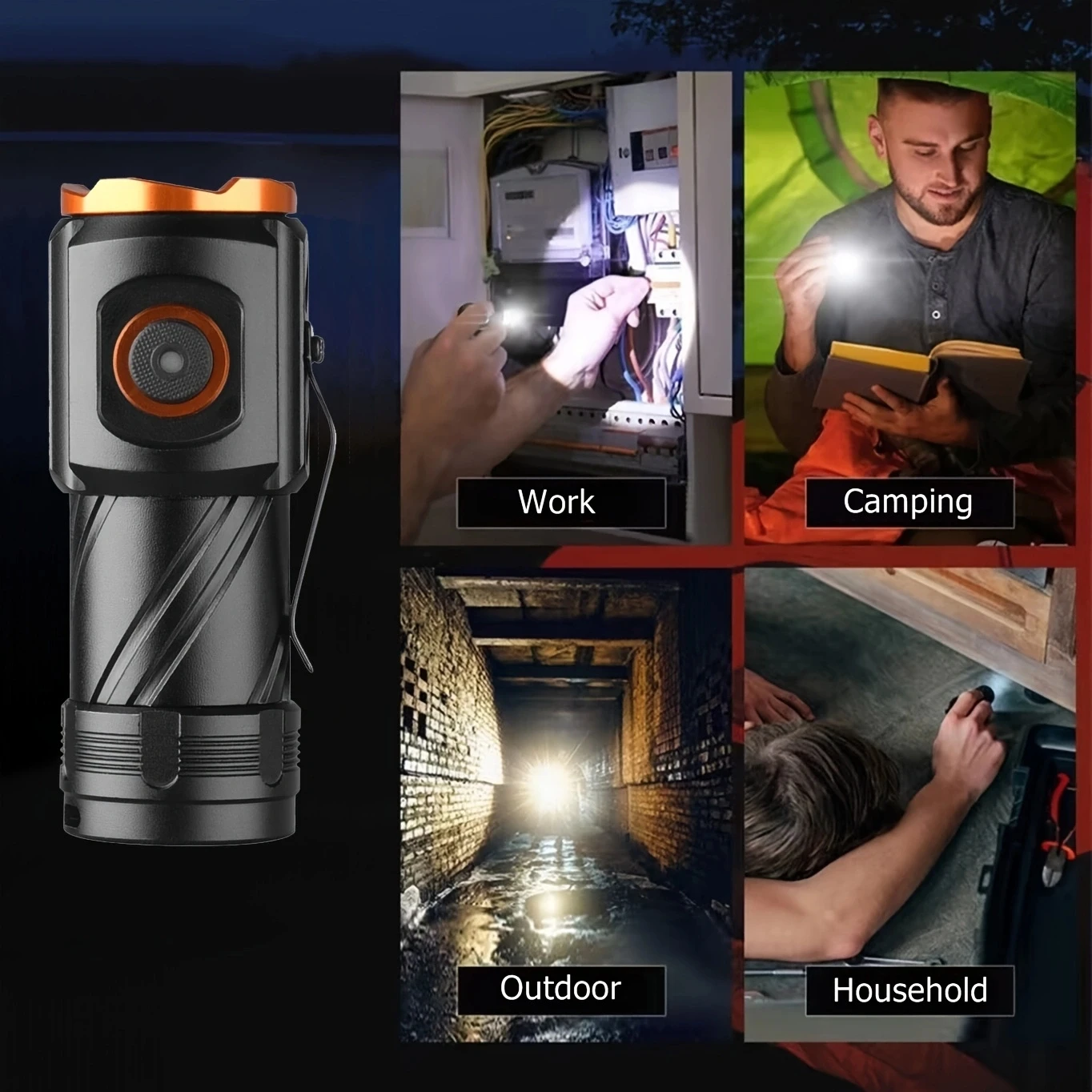 Mini linterna EDC 3x Led de alta potencia recargable por USB 18350 mochila portátil antorcha de bolsillo caminata al aire libre Camping lámpara de trabajo en casa - imagen 2