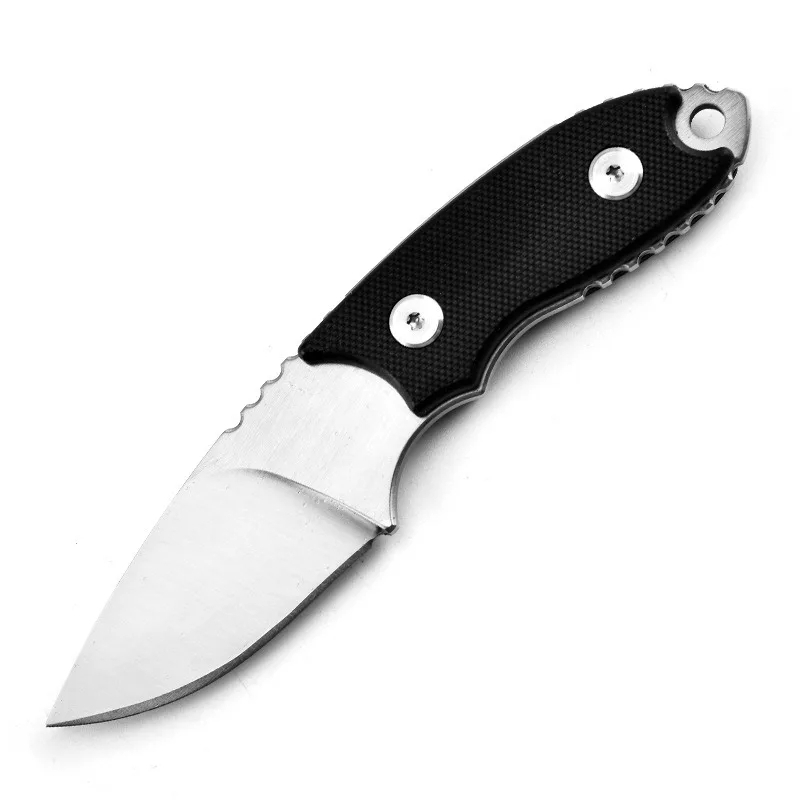 Cuchillo recto pequeño para exteriores, cuchillo de fruta portátil de autodefensa para pesca, mango de acero G10, vaina K, D2, 1 quilla - imagen 5