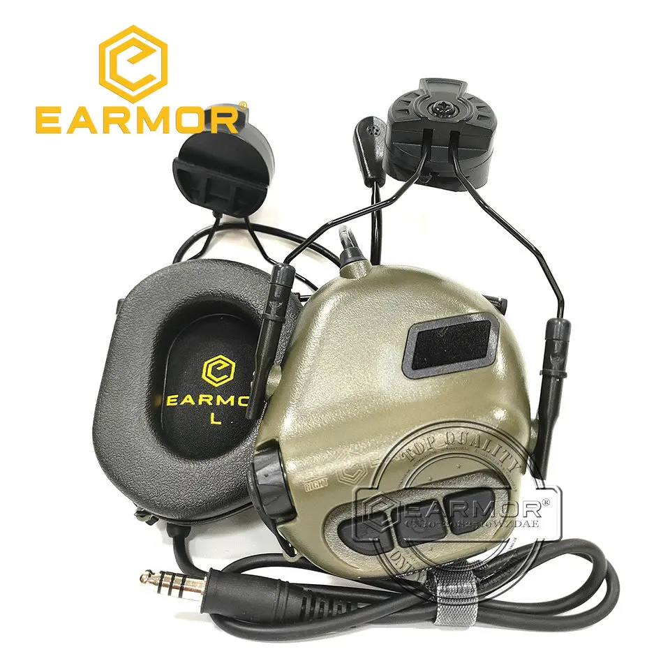 EARMOR-auriculares tácticos militares M32H MOD3, conjunto de adaptador de riel RAC, cancelación de ruido, comunicación de aviación, Softair - imagen 5