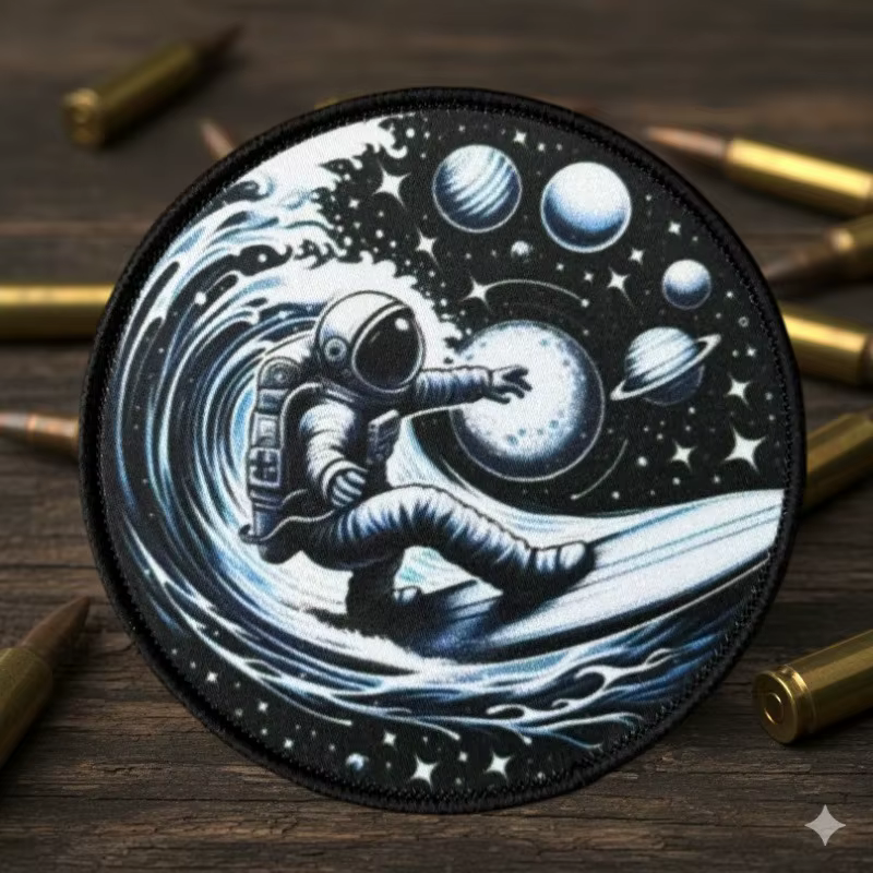 Parche táctico estampado Space Surfer con cierre velcro para chaleco - imagen 5