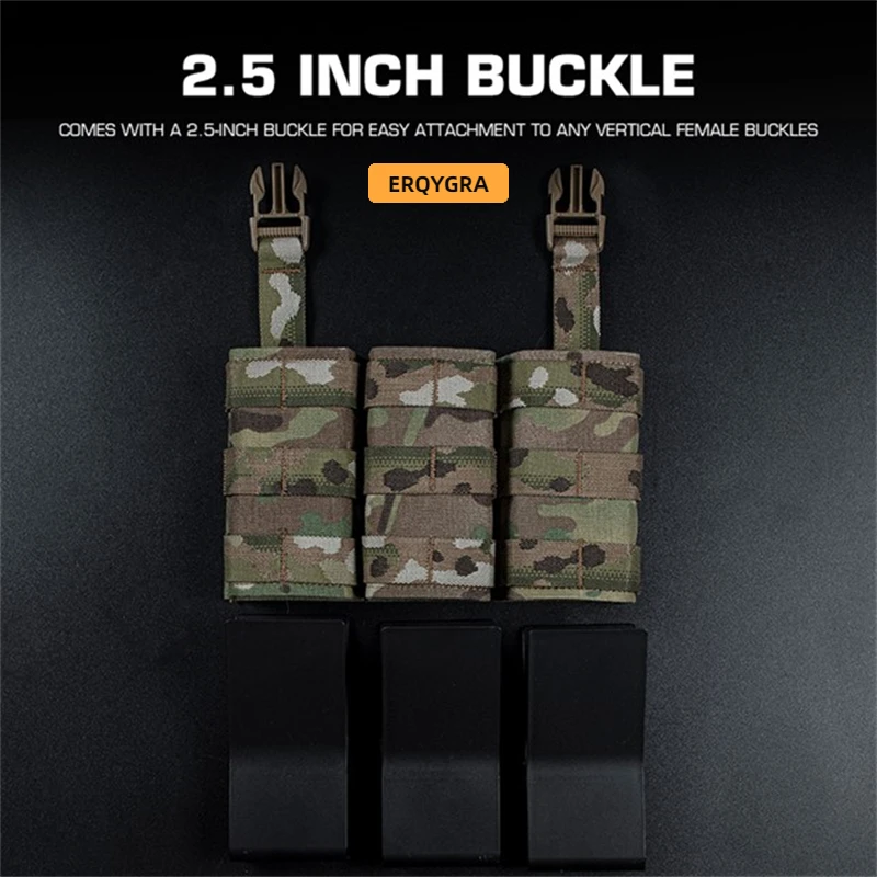 ERQYGRA-bolsa táctica rápida 5,56 Triple Mag, Panel frontal largo, sistema Molle, accesorios, riñonera, equipo de caza - imagen 4