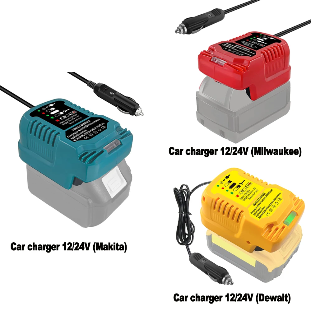 Mini cargador de coche compacto para Makitas/Milwaukee/Dewalt 18V 20V batería de iones de litio cargador de coche cargador de enchufe de encendedor de cigarrillos - imagen 5