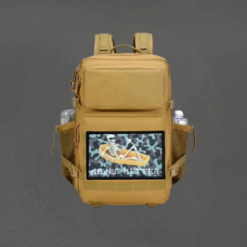 Parche militar con estampado de calavera Never Better, chaleco táctico con gancho y bucle, insignia de moral, pegatinas para mochila, parches para brazalete para ropa