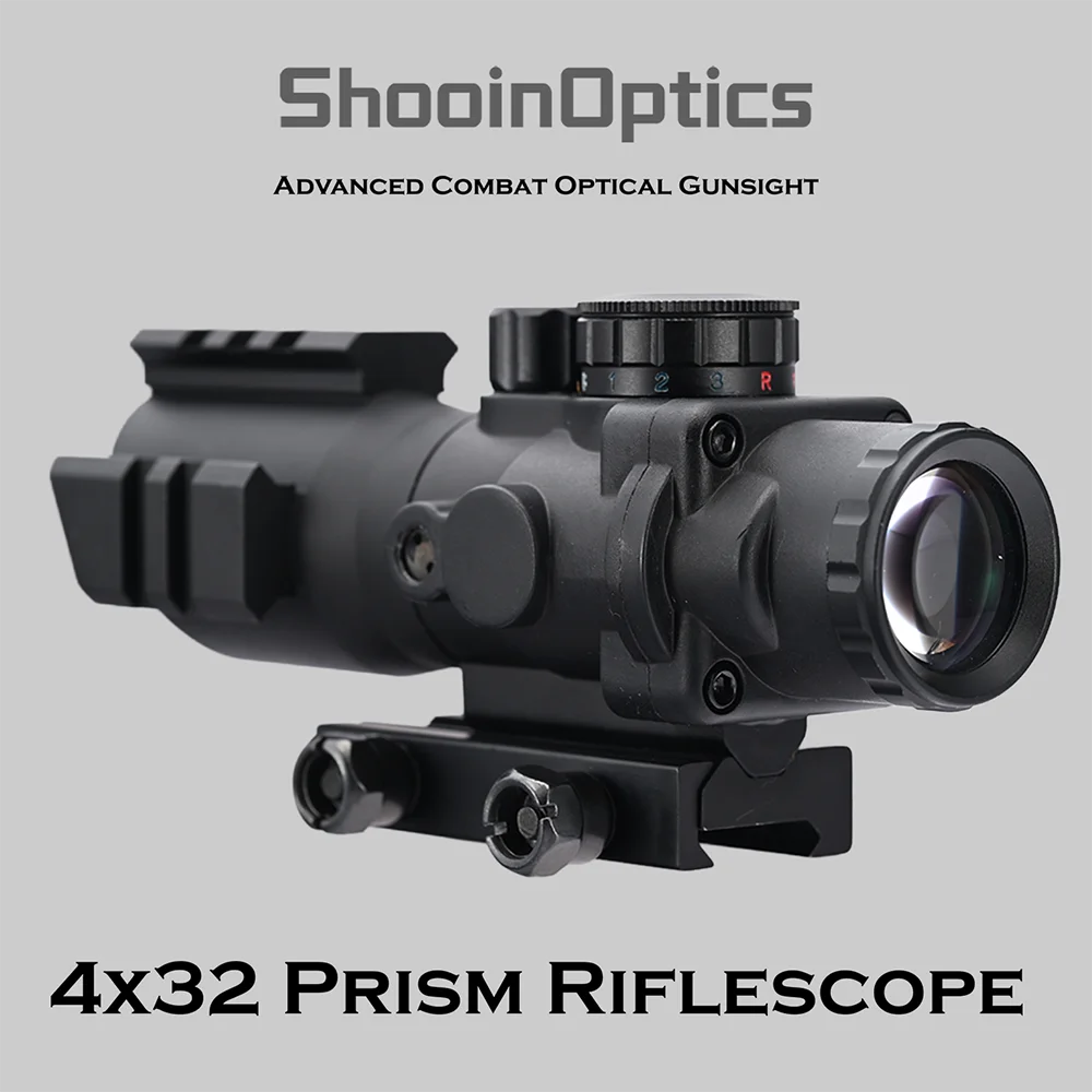 Shooin Optics-mira telescópica táctica con prisma 4x32, retícula iluminada para caza y tiro al objetivo - imagen 2