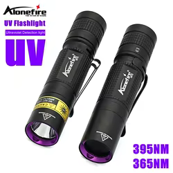 Linterna Uv de 365nm/395nm, luz negra Invisible, linterna ultravioleta, linterna para dinero, manchas de mascotas, marcador de dinero, comprobador, utiliza batería AA