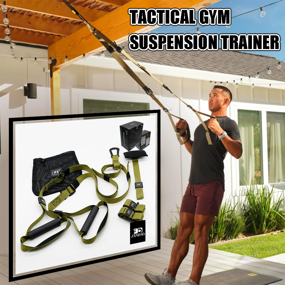 Entrenador de suspensión de gimnasio táctico, Kit de gimnasio en casa, entrenamiento físico diseñado para veteranos militares, sistema de gimnasio en casa con correa de ejercicio