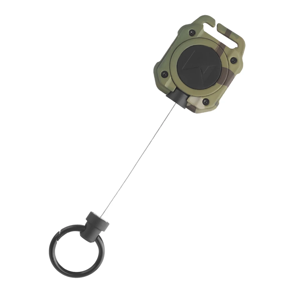 Llavero retráctil antipérdida, carrete de tarjeta de identificación táctica, cuerda de alambre de acero recubierta de 28 ", cordón de equipo táctico Molle para pesca - imagen 5