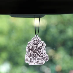 Tabletas de aromaterapia para coche, esqueleto de Halloween, colgante de fragancia Interior para coche, ambientador, decoración colgante para espejo retrovisor