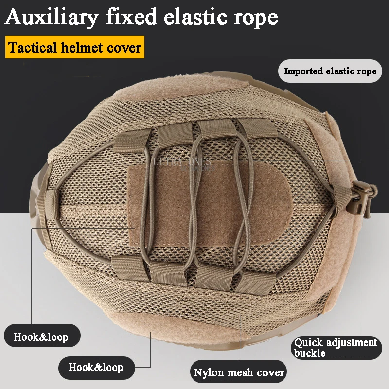 Cubierta de casco táctico rápido, protector ligero de tela de malla para caza, CS Wargame, accesorios para casco rápido - imagen 4