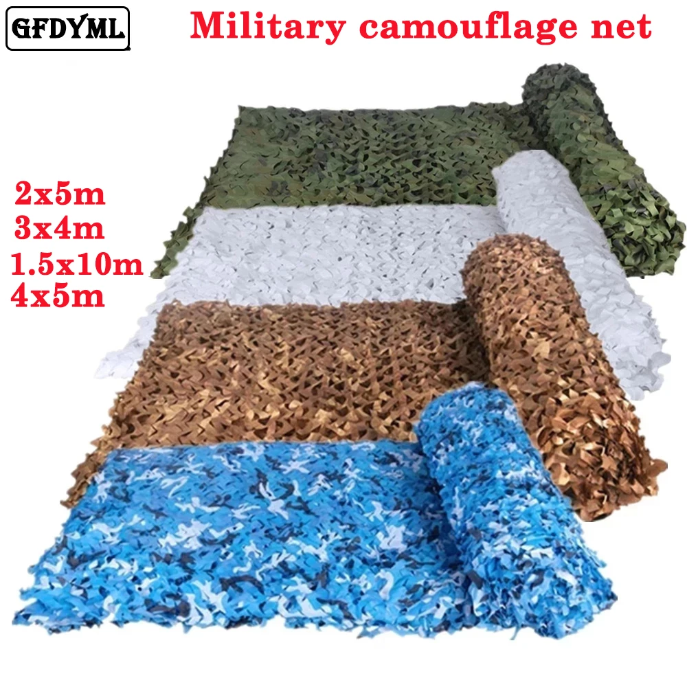 Redes de camuflaje militar para caza, toldo de malla oculta para exteriores, Gazebo de jardín, color blanco, azul, Beige, 1,5 m x 1m, 4m x 5m - imagen 2