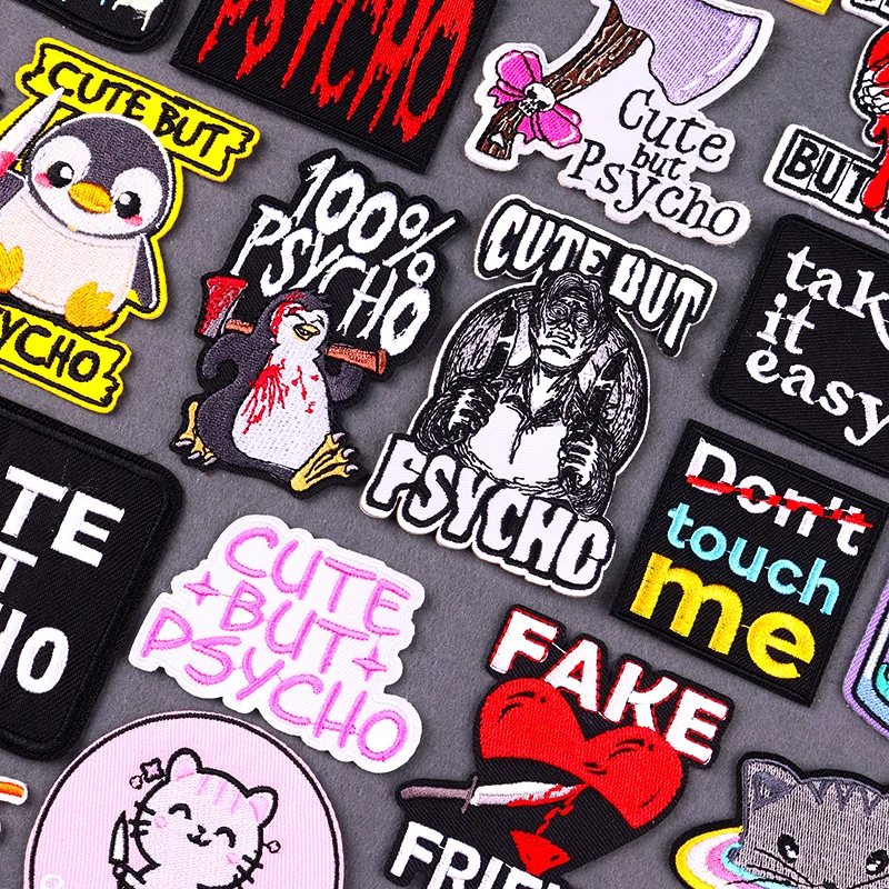 Parche bonito pero psicológico para planchar, parches bordados para ropa, parches DIY para ropa, pegatina, insignia DIY en mochila