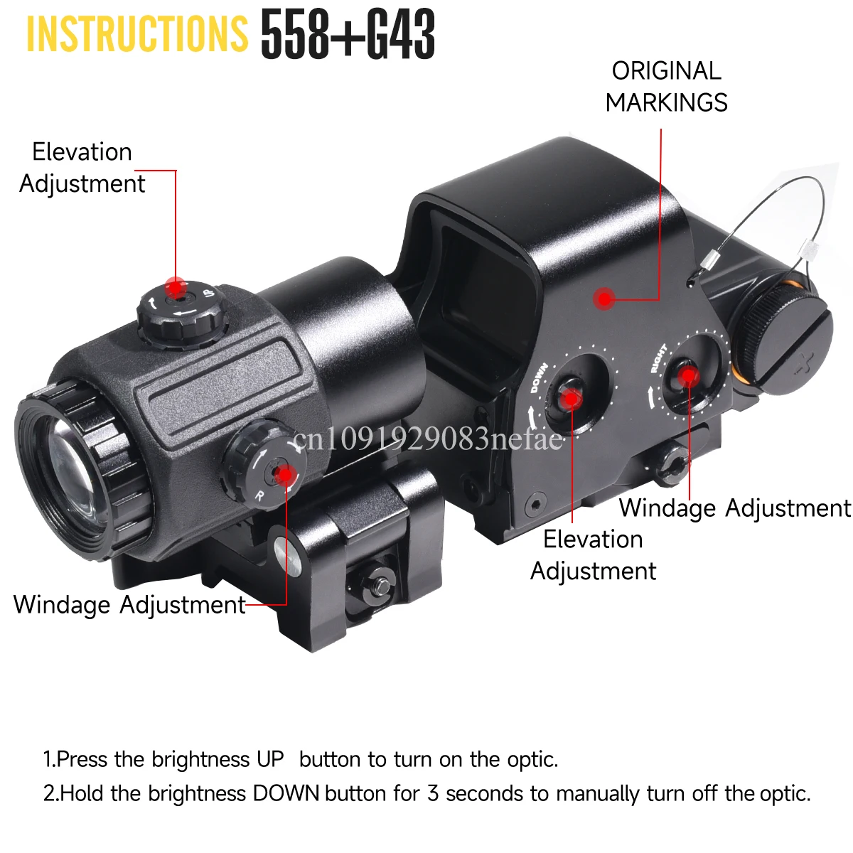 EOT ** h 558 G43/G45 lupa mira holográfica lupas 3X 5X para mira telescópica de Rifle reflejo táctico 558 con soportes de riel de 20mm - imagen 2