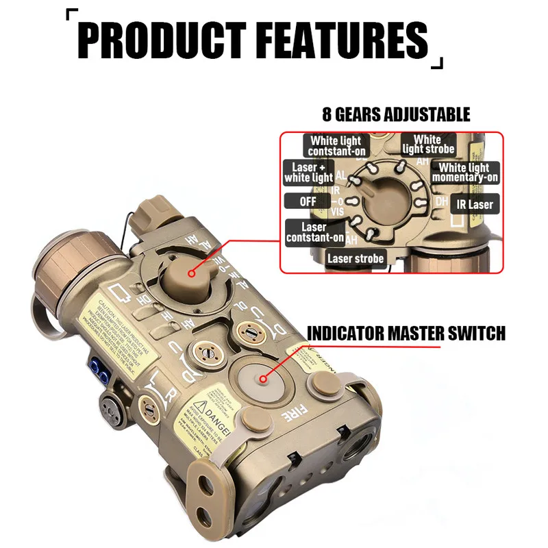 WADSN todo Metal MAWL C1 DBAL A2 NGAL OGL Perst 4 puntero láser punto rojo azul verde IR indicador láser AR15 Airsoft arma vista - imagen 4