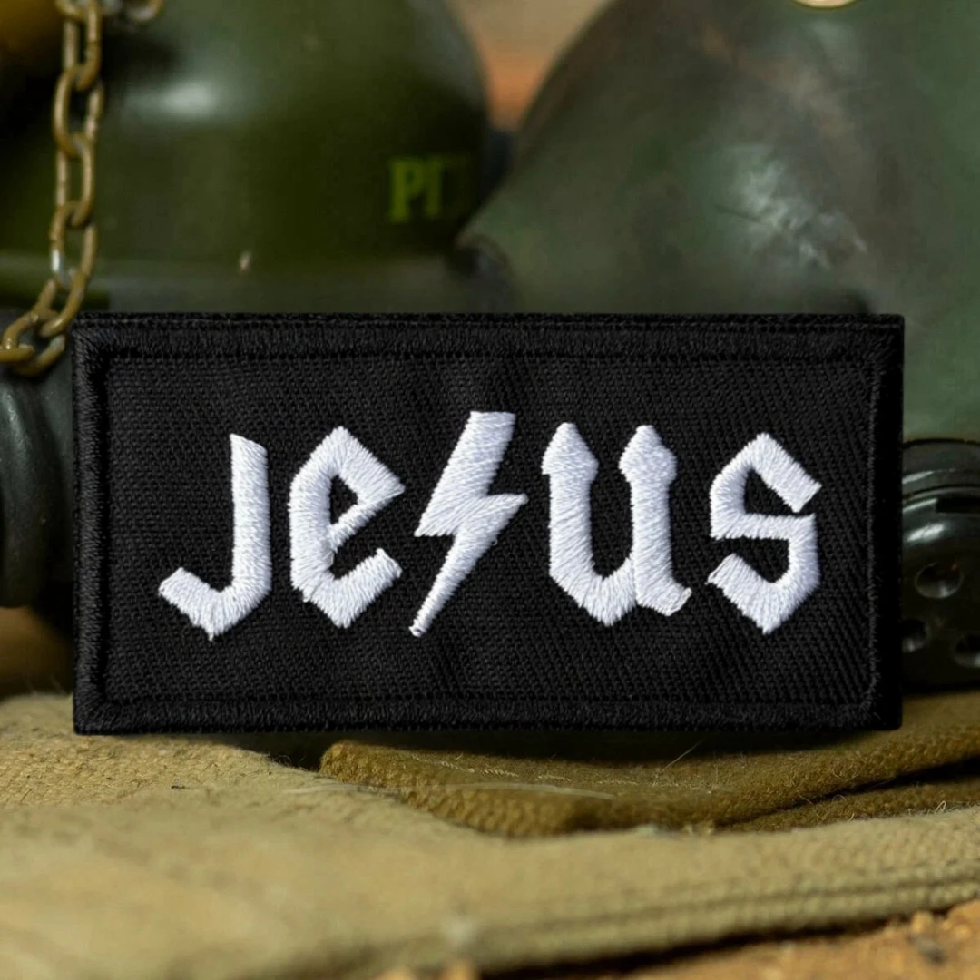 Parches bordados de Jesús para ropa, parche táctico de gancho y bucle de moral de Dios, brazalete del ejército militar, pegatina para mochila - imagen 5