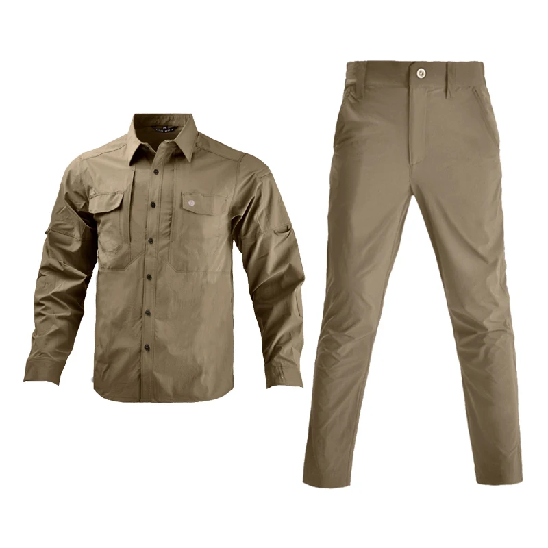 HAN WILD uniforme de caza, traje de secado rápido, camisa de senderismo, ropa táctica militar, blusa informal sólida, pantalones Cargo, trabajo al aire libre