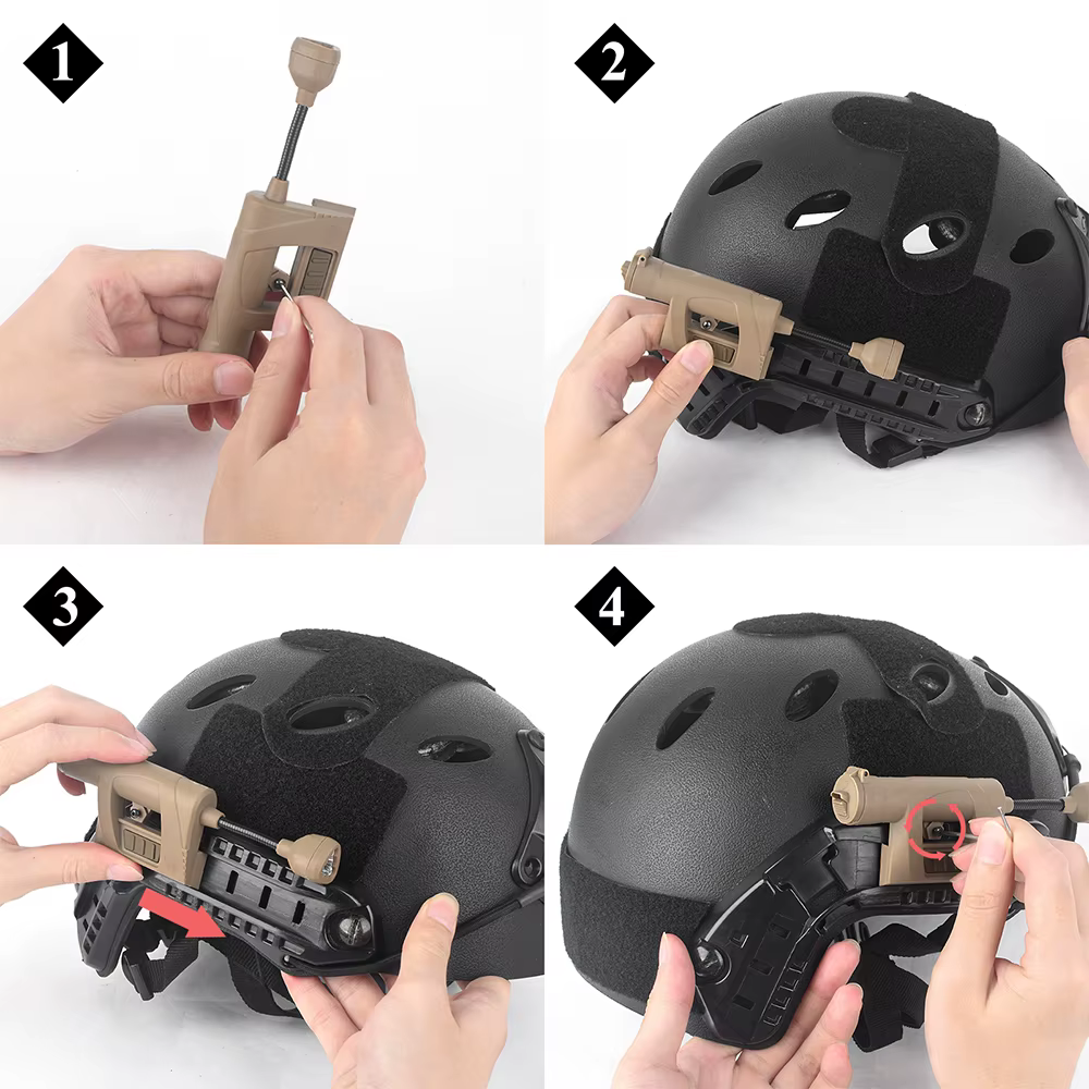 Casco táctico con luz MPLS recargable 3 modos verde rojo IR - imagen 5