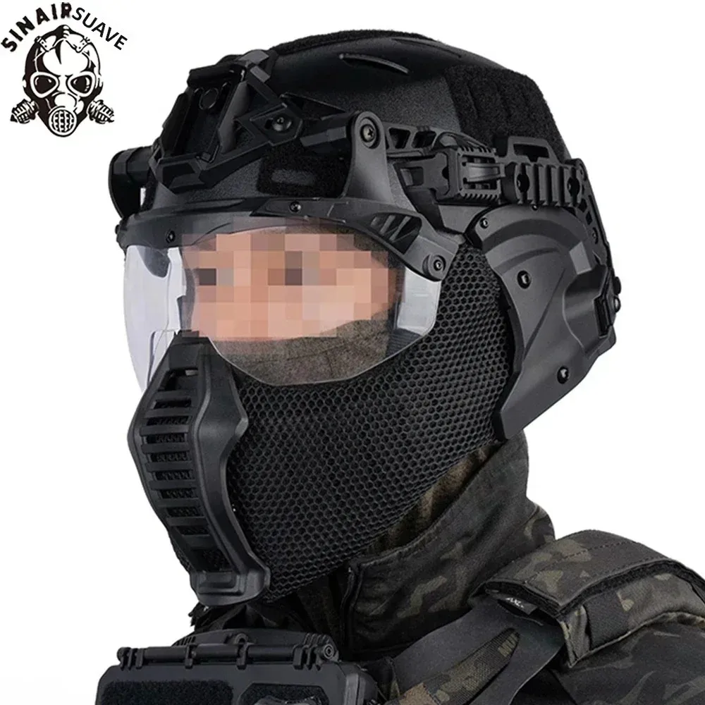 SINAIRSOFT-casco táctico Wendy 3,0 de protección completa, equipo de entrenamiento Airsoft para caza con gafas/cubierta para los oídos/protector bucal, equipo Airsoft - imagen 3