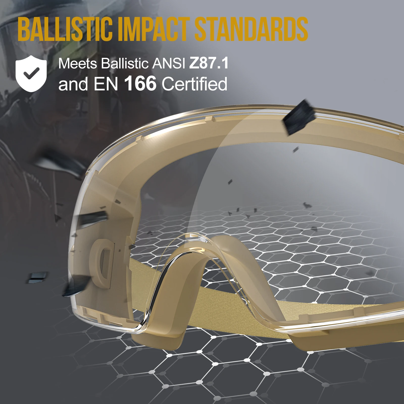 ONETIGRIS Gafas tácticas sobre gafas, gafas tácticas antivaho, protección de gafas OTG de seguridad con lente intercambiable - imagen 3