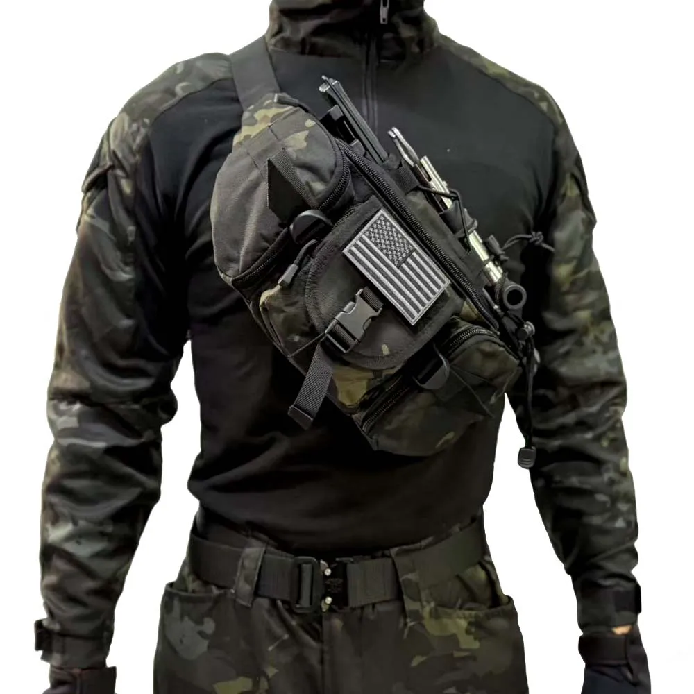 Bolso cruzado de un solo hombro para exteriores, riñonera táctica, riñonera multifuncional, riñonera de camuflaje, riñonera para senderismo - imagen 2