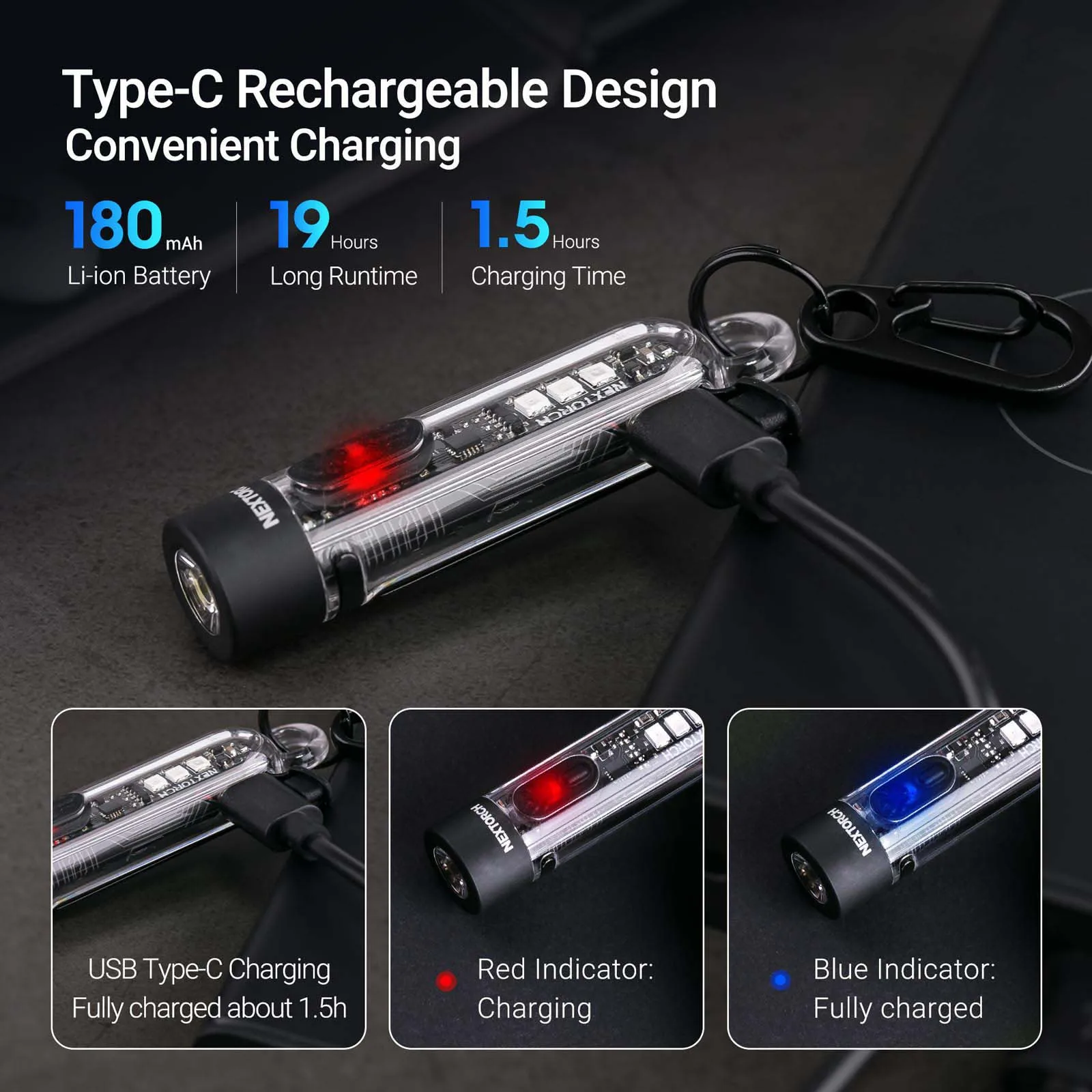 NEXTORCH K40 linterna táctica UV recargable EDC señal emergencia - imagen 4
