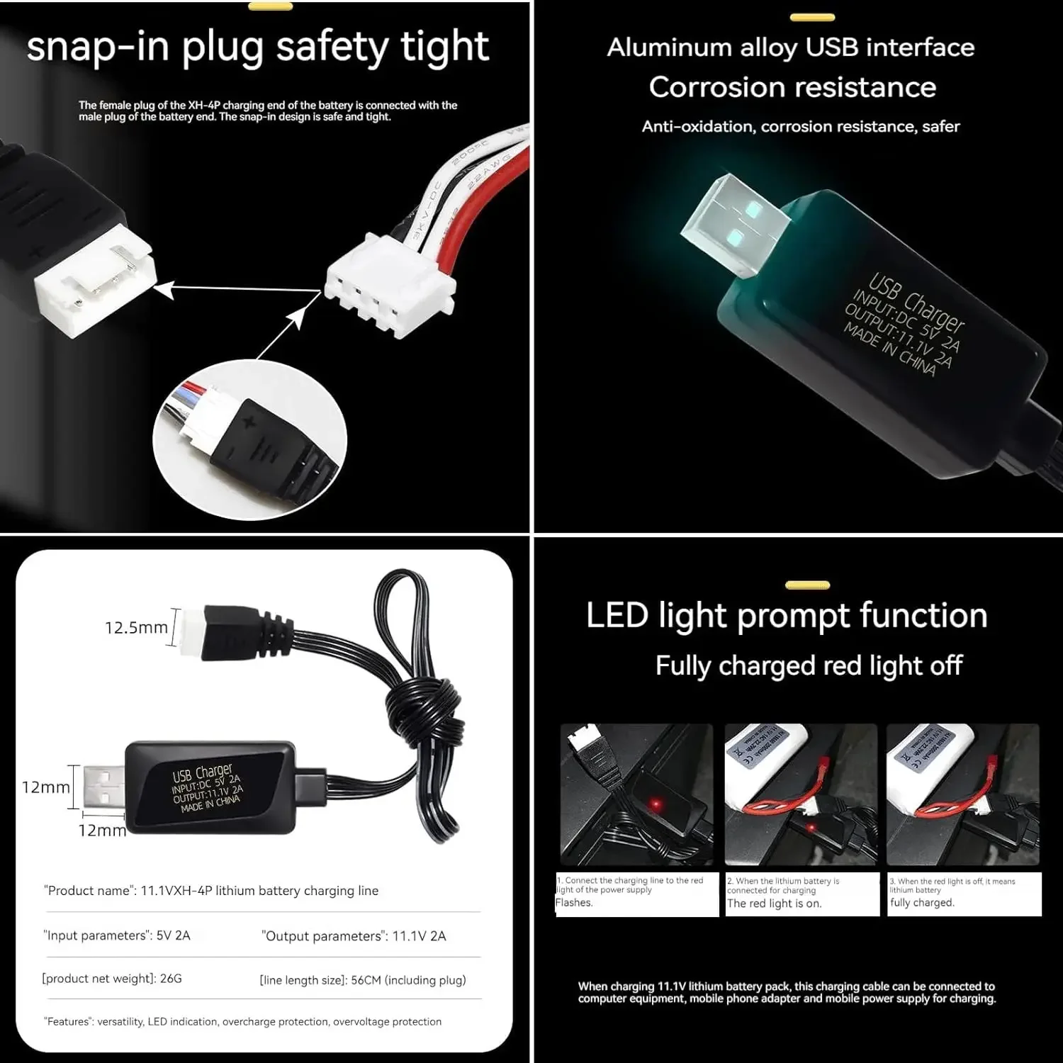 Batería LiPo recargable de 11,1 V, 1400mAh, 30C, con enchufe T + cable USB para modelo Airsoft, pistolas de bolas salpicadas, accesorios de Gel Blaster - imagen 4