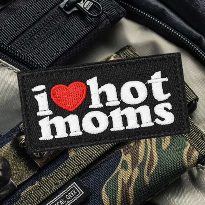 Parche bordado I LOVE HOT MOMS, chaleco táctico, sombreros con gancho y bucle, insignia de moral, pegatinas para mochila, parches para brazalete para ropa - imagen 5