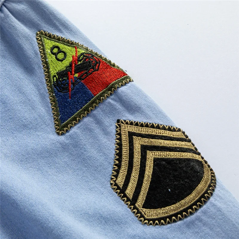 Camisa vaquera Vintage FURY de manga larga para hombre, camisa de carga informal, suave y cómoda, Tops bordados tácticos militares - imagen 5