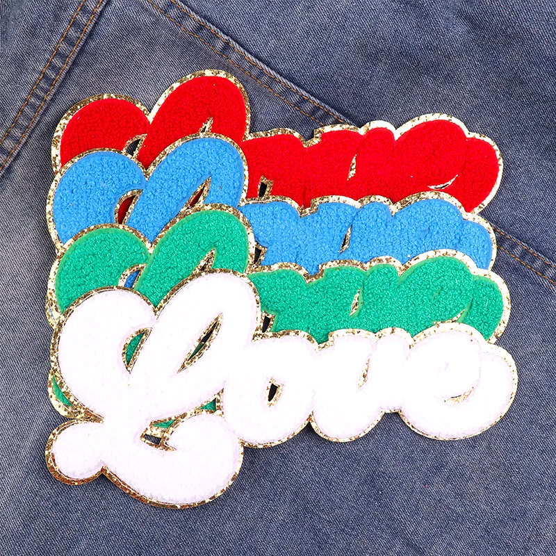 Parche bordado de toalla LOVE MAMA para ropa, letras de nuevo estilo, parches termoadhesivos para planchar, apliques de Jeans, pegatinas - imagen 4