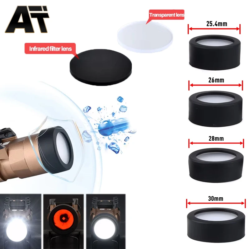 Cubierta protectora de linterna táctica arma de caza linterna espejo protector M300 M600 x 300x400V protector de lente personalizado 25,4 MM