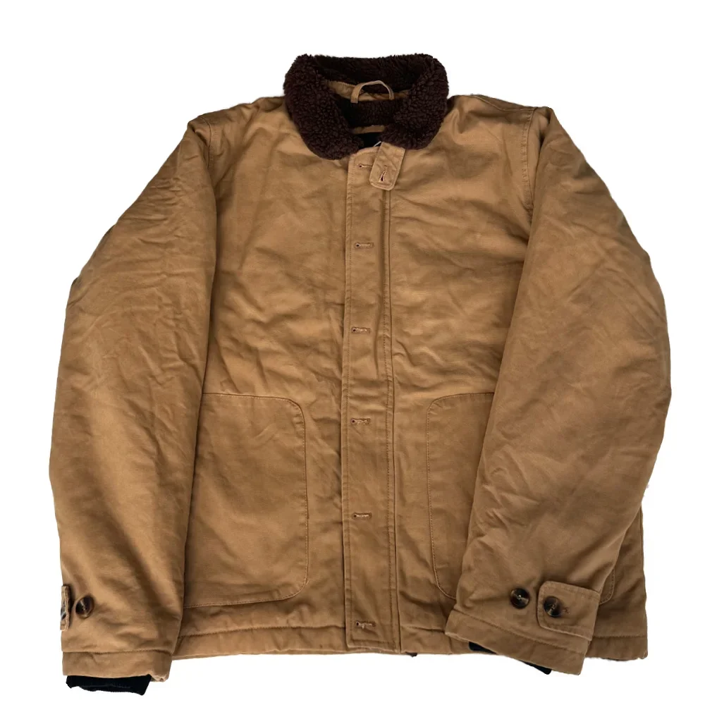 Chaqueta vintage de lana de cordero de otoño/invierno para hombre con terciopelo y traje de vuelo suelto grueso para hombre Chaqueta de algodón - imagen 4